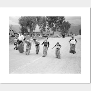 Sack Race, 1940. Vintage Photo Posters and Art